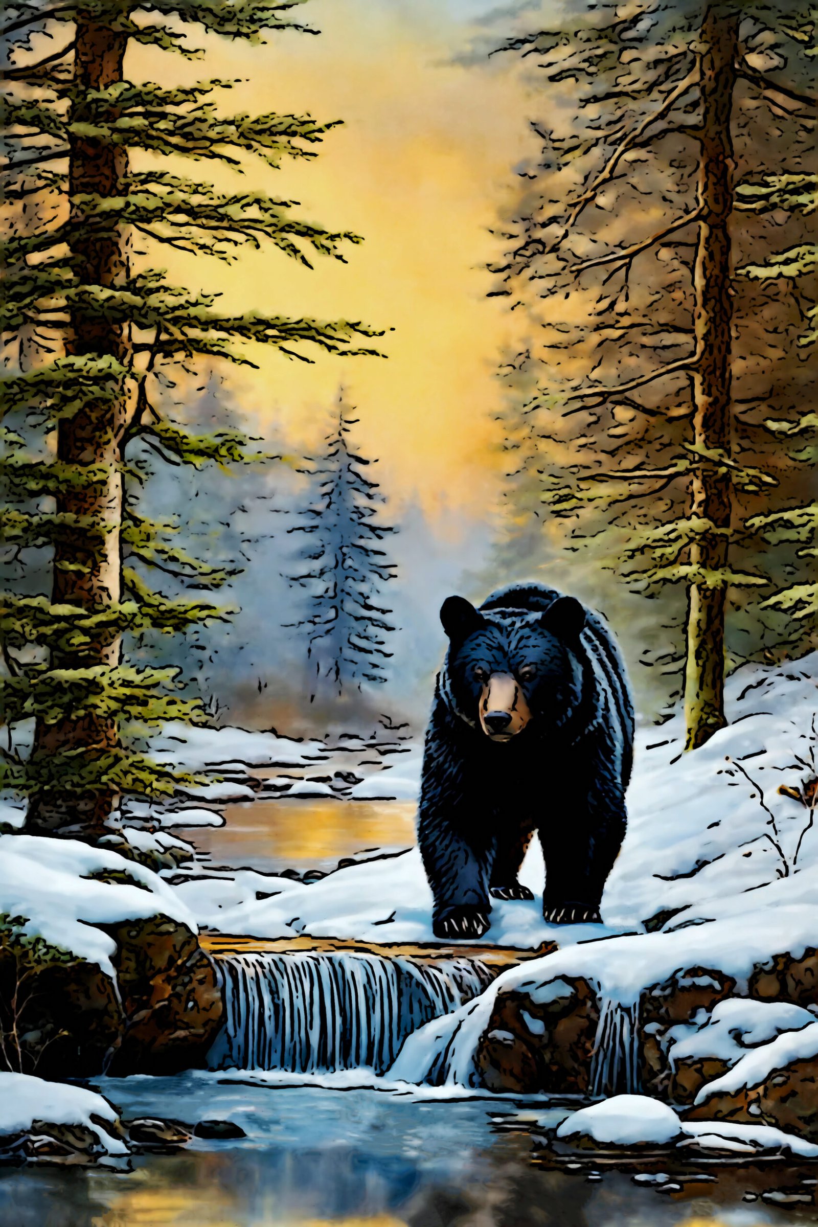 Any - Creature - Black Bear by a Stream Artwork